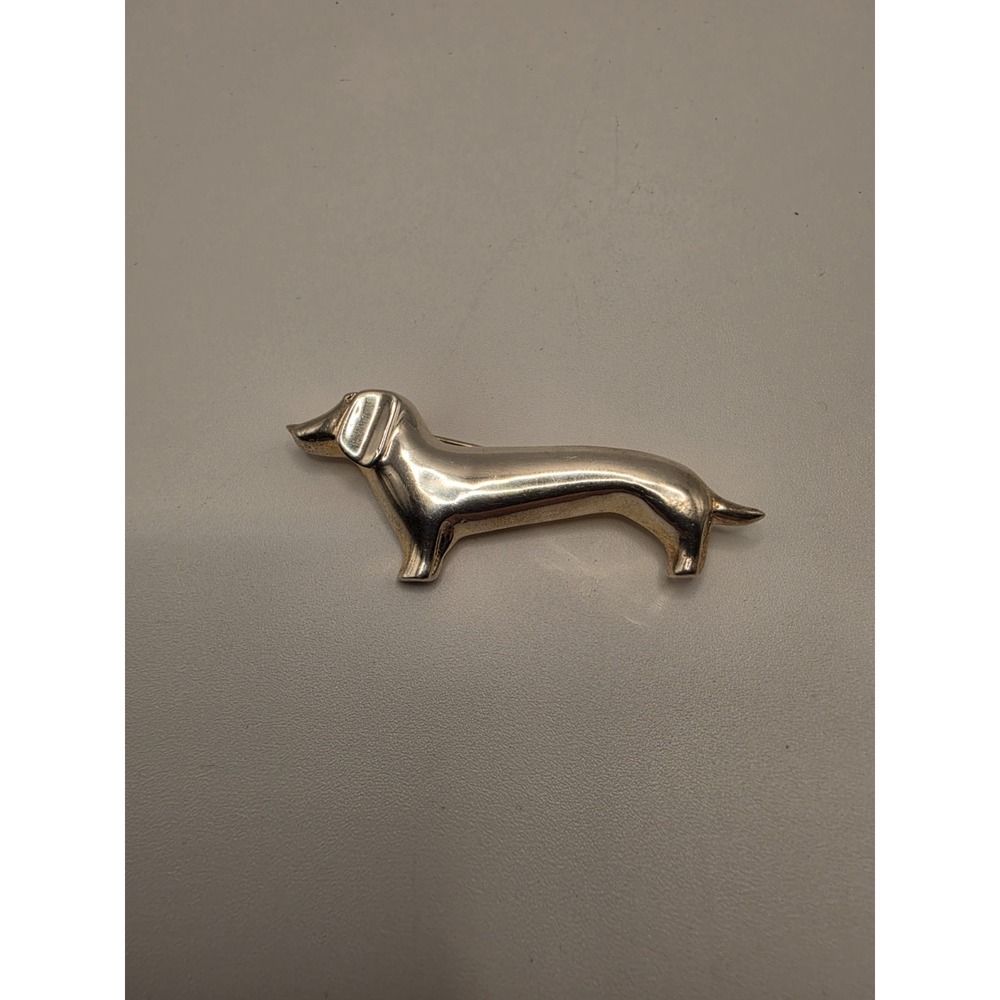 Vintage Signed D'Molina Sterling Silver Dachshund Wiener Dog Brooch
